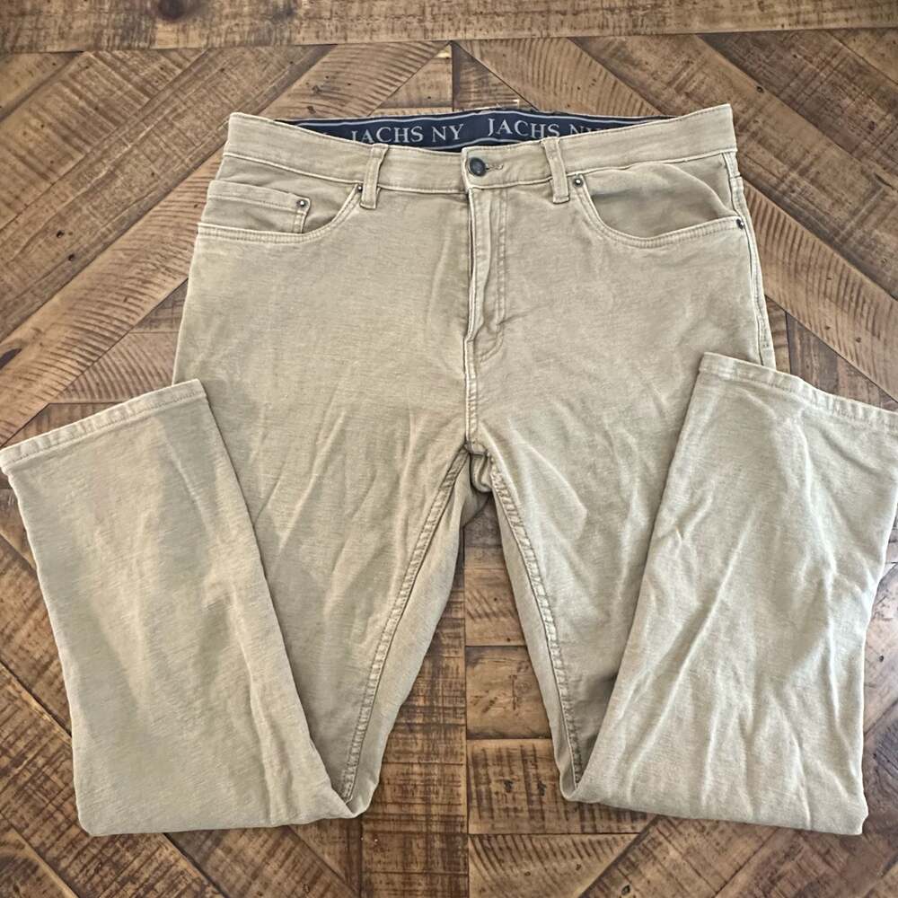 Jachs NY Men's Slim Fit 5-Pocket Stretch Corduroy Pants Khaki 36/29